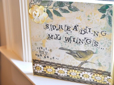 Spreading My Wings, mixed media art canvas on wood, inspirational